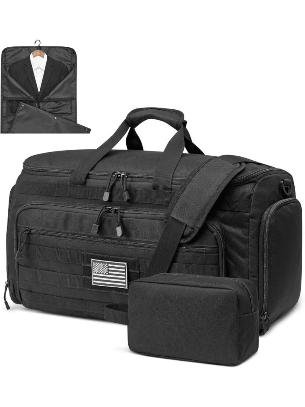 45L Convertible Tactical Duffle Bag for Travel - Hanging Suit & Shoe Compartment